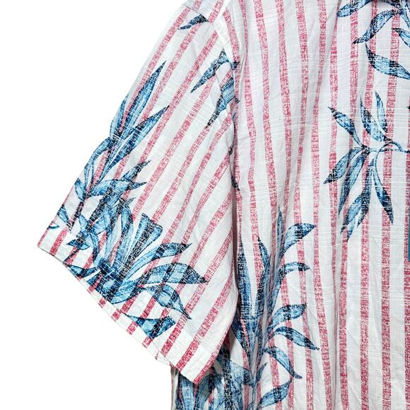 Roundtree & Yorke Caribbean Cotton Leaf Print SS Button Up Shirt Men Large NWT - Picture 5 of 11
